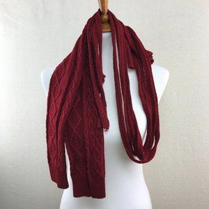 Thigh High Lace Up Cable Knit Leg Warmers Wine/Burgundy